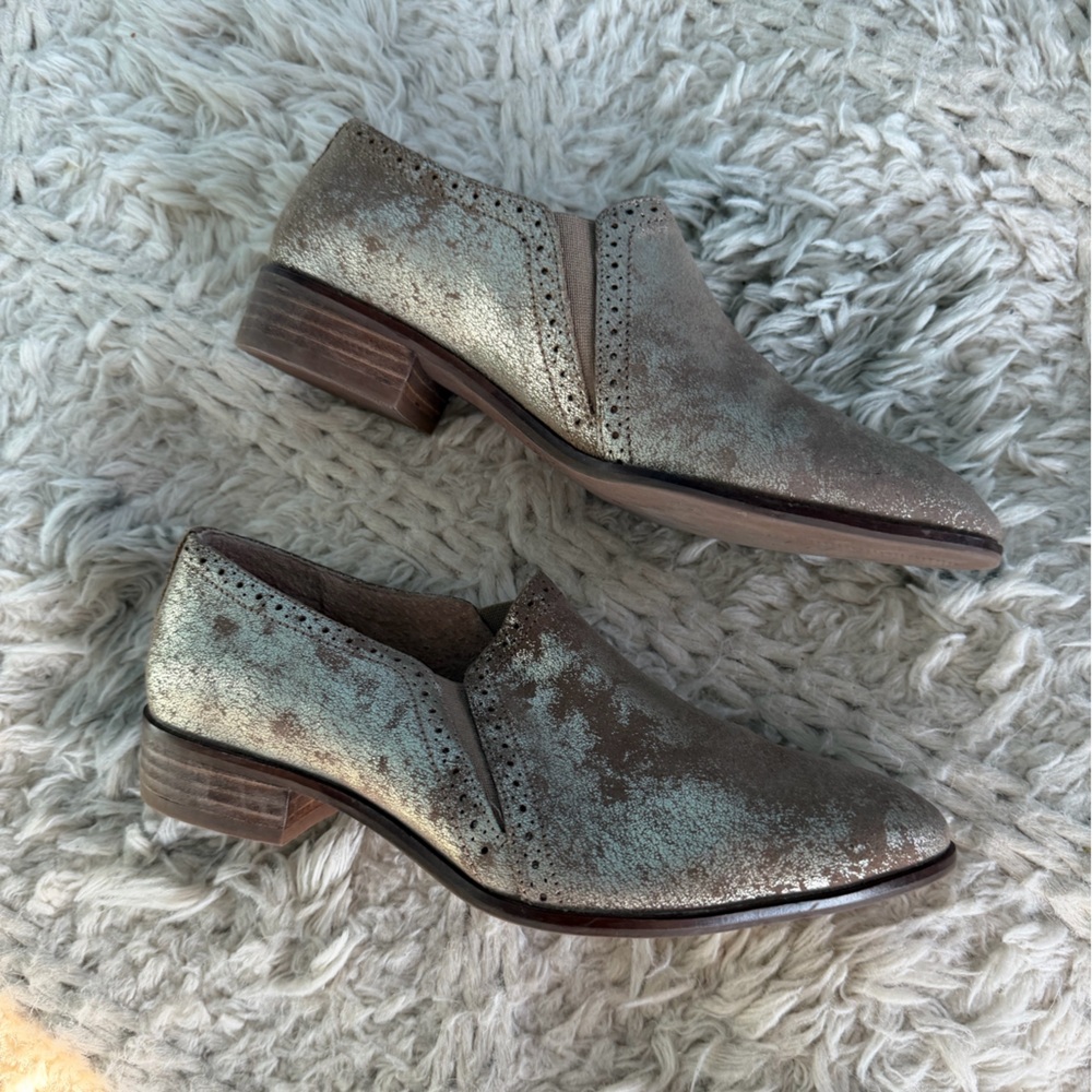Anthropologie Metallic Loafers